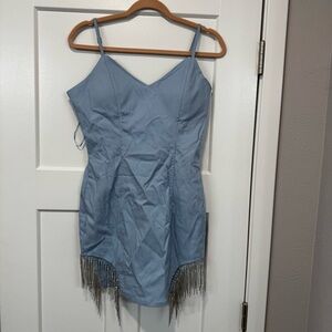 Haute Monde Blue Spaghetti Strap Mini Dress